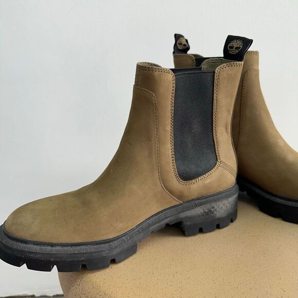 Timberland Women’s Cortina Valley Chelsea Boots In Olive Nubuck Leather - Picture 7 of 13